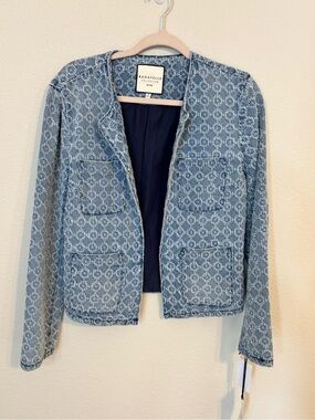 NWT - bagatelle Light Blue Patterned Open-Front Blazer - M